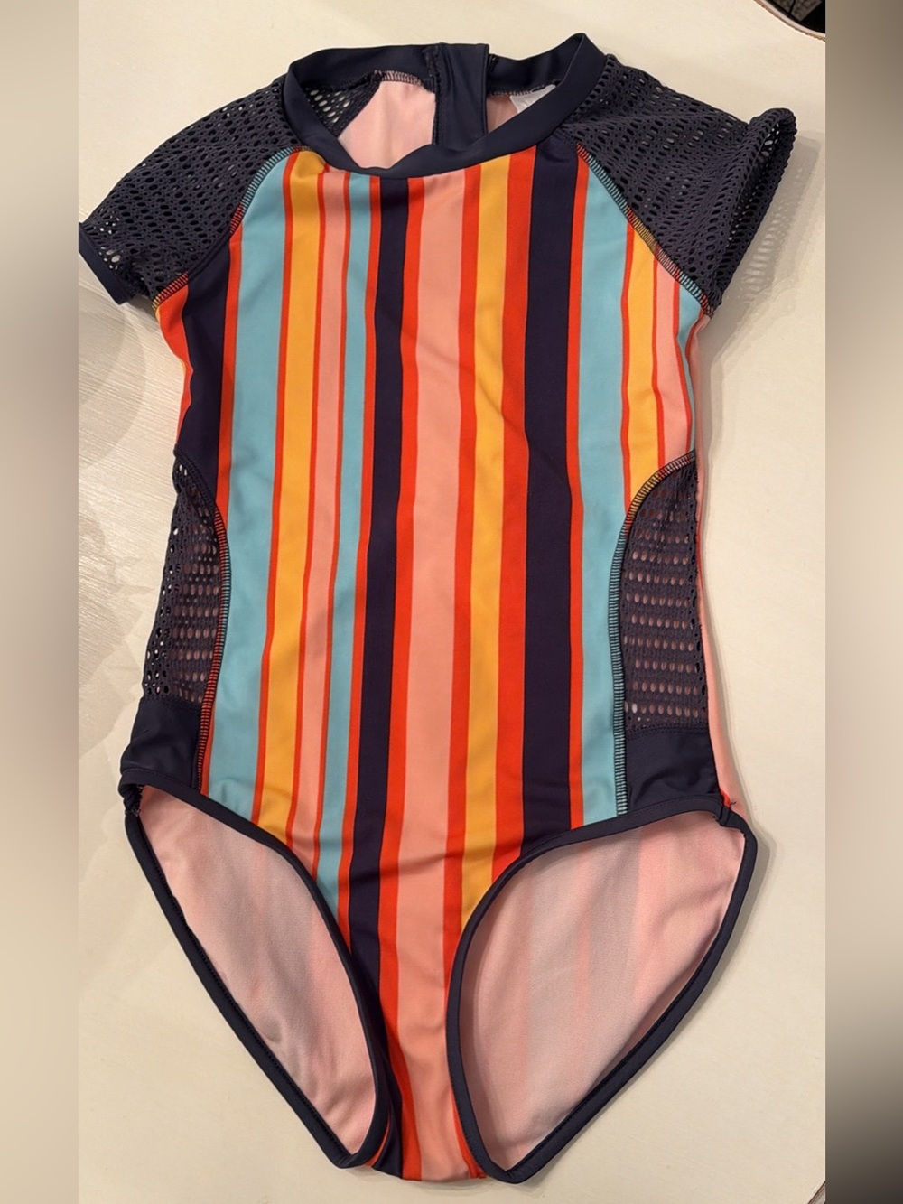Target Girl’s Art Class Colorful Striped One-Piece Swimsuit 14/16